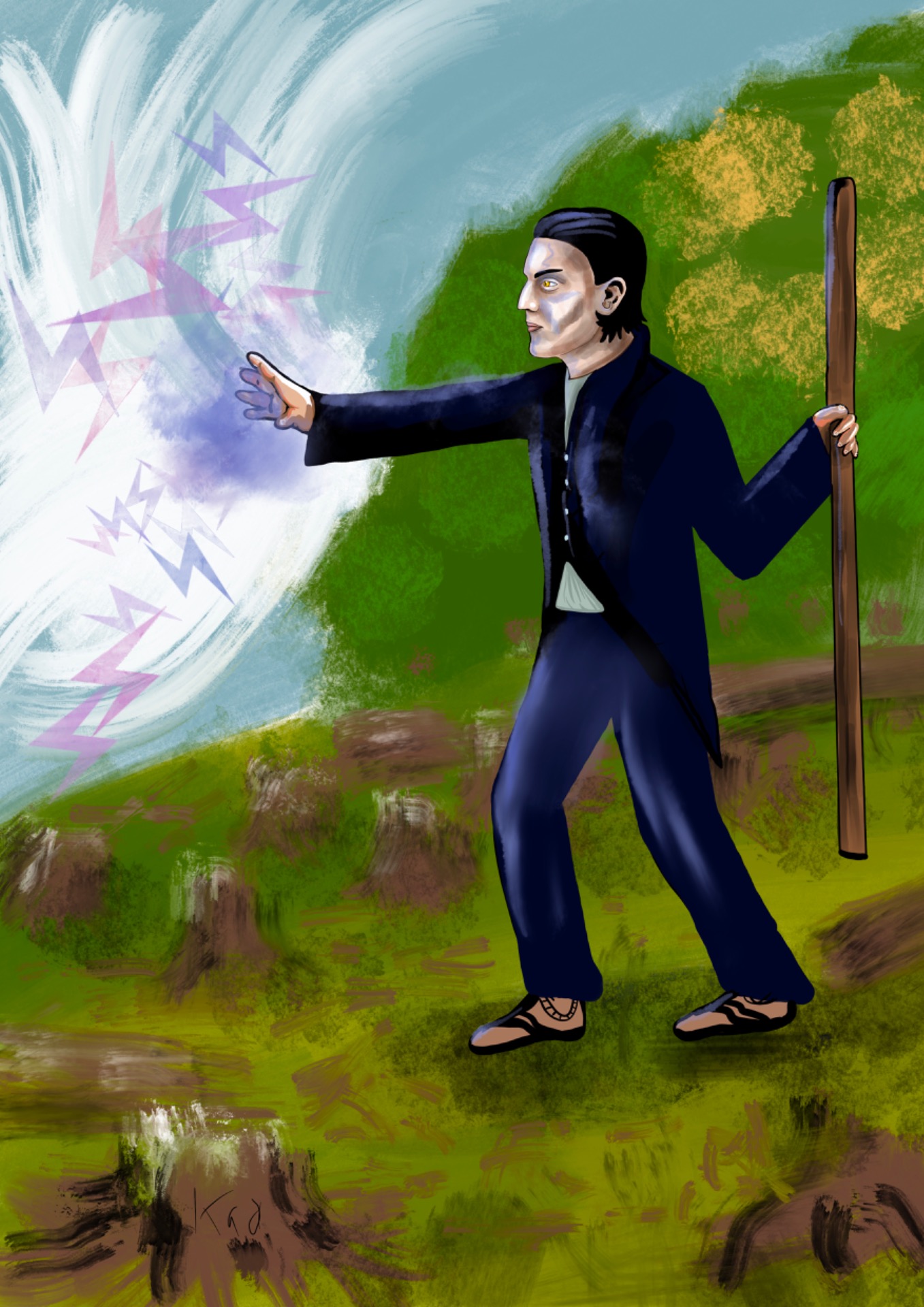 Mýtonoši, ilustrace Kao Jírovcová, mág, kouzlo, hůl